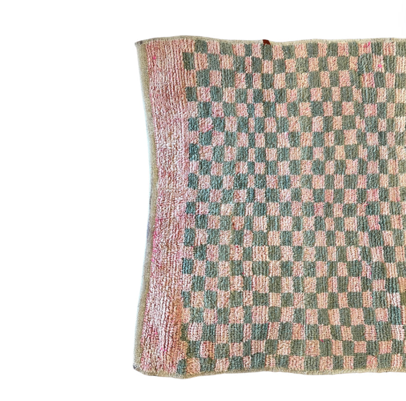 Pink and Green Checkered Rug